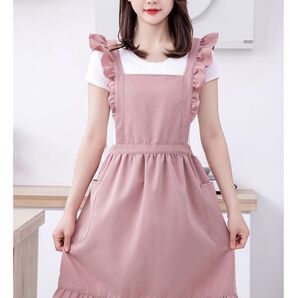 新品 エプロン かわいい 撥水加工 防水 おしゃれ フリル キッチン用品 料理教室 仕事用 フリルエプロン ピンク カフェ