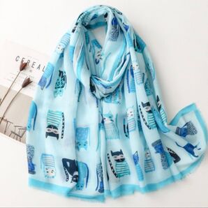 猫ちゃん柄 大判ストール ショール