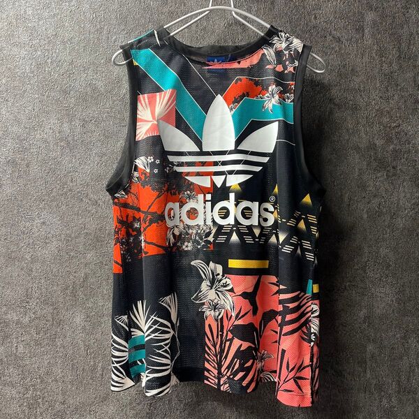 90/S adidas アディダス ノースリーブ タンクトップ 花柄 バスケ