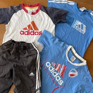 訳あり adidas サイズ130センチセット Tシャツ3枚 ハーフパンツ1枚 アディダス 記名無し