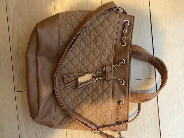 ショルダーバッグ ハンドバッグ 2way キルティング ブラウン