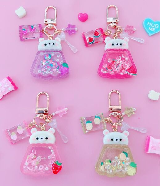 レジンキーホルダー レジンチャーム スイカ ゼリー シャカシャカ シェイカー