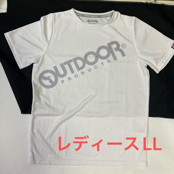 OUTDOOR PRODUCTS 吸汗速乾ドライTシャツ レディースLL ホワイト系 ロゴ入り