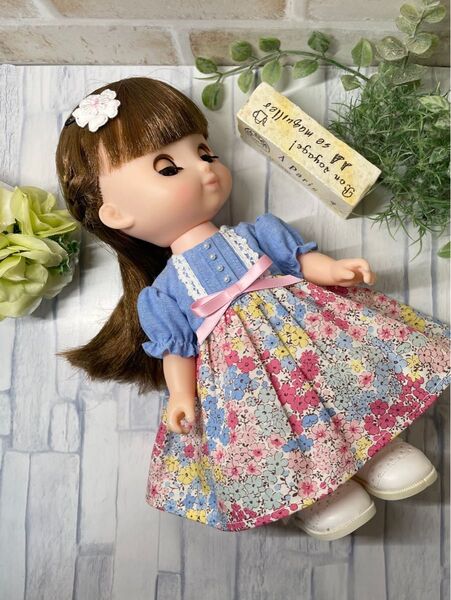 【在庫有り】ソランちゃん*メルちゃん*花柄ドッキングワンピース2点セット441