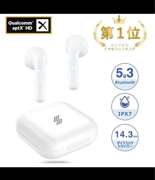 イヤホンBluetooth5.3インナー型マイク内蔵 IPX7防水40時間再生