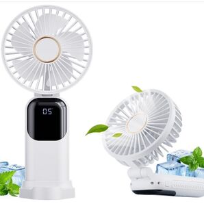 携帯扇風機5段階風量調節5000mAhType-C充電式最大16時間動作ホワイト