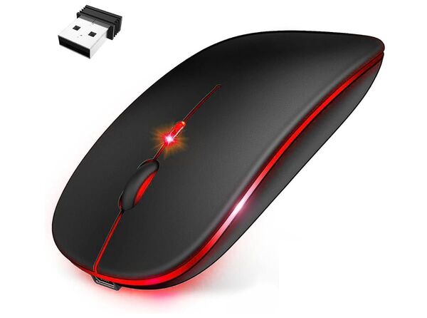 ワイヤレスマウスType-C充電式3段階7色ライト付WindowsMacPC対応