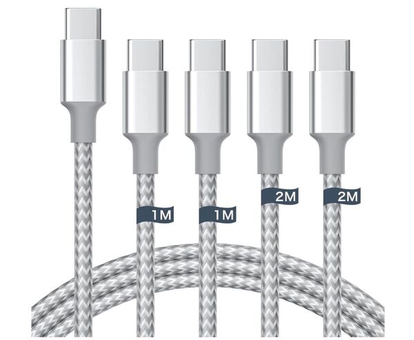 Type C ケーブル【1m+1m+2m+2m/グレー PD対応60W急速充電】