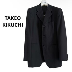 TAKEO KIKUCHI タケオキクチ テーラードジャケット 黒 3ボタン ブレザー サイズ 2 M シングル スーツ