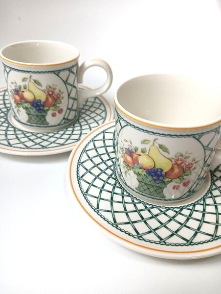 美品 Villeroy& Boch ビレロイ ボッホ バスケット カップ&ソーサー