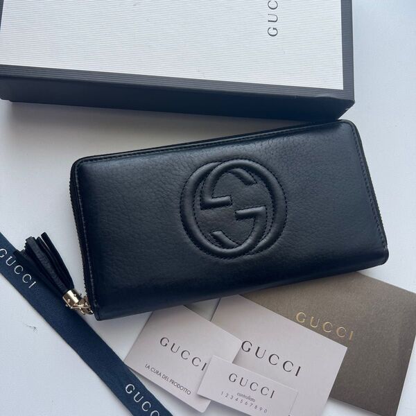 261 極上美品 GUCCI グッチ SOHO 長財布 ラウンドファスナー