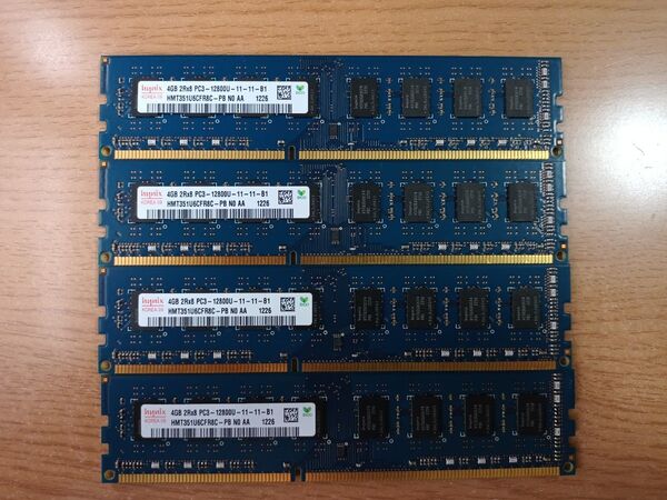 Hynix DDR3 PC3-12800U 16GB(4GBx4枚セット)デスクトップ用PCメモリ 動作確認済