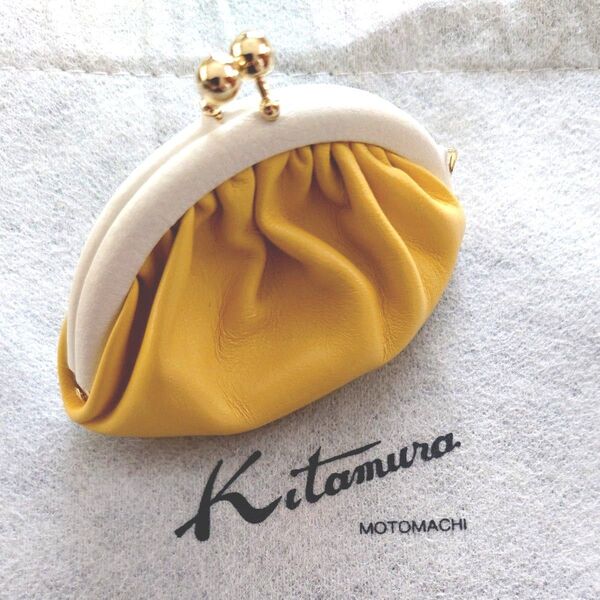 Kitamura キタムラ がま口 小銭入れ コインケース レザー(イエロー)