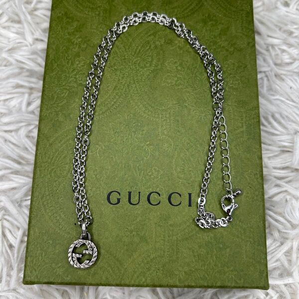 GUCCI インターロッキング ネックレス GG シルバー ロゴ
