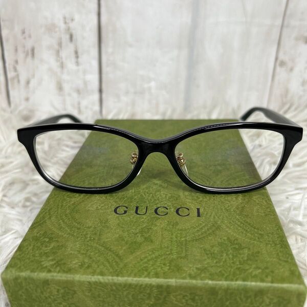 GUCCI シェリーライン メガネ GG グリーン ブラック 度入り 眼鏡