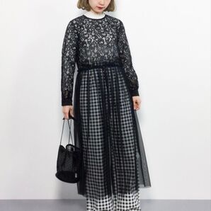 I am I in fact... コードレースxチュール ワンピース 黒 試着のみ