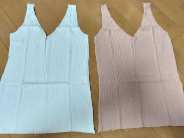 タンクトップ くすみピンク ホワイト