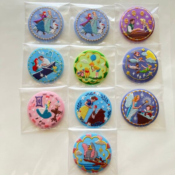 Disney ディズニー 刺繍缶バッジ 9種類10点セット