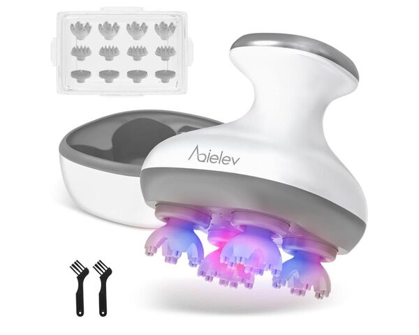 AQielev ヘッドスパ 頭皮ブラシ 【日本皮膚管理博士監修】 AI生頭皮ケア スカルプケア IPX7防水 赤青LED光