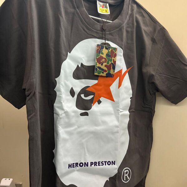新品未使用 A BATHING APE × HERON PRESTON コラボTシャツ M グレー エイプ ベイプ