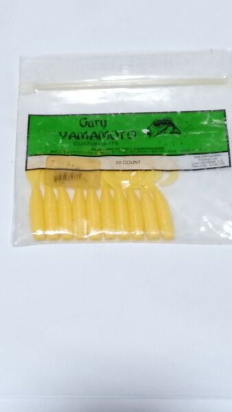 ゲーリーヤマモト GARY YAMAMOTO 4インチシングルテール グラブ10本、ルミナスホワイト夜光、変色黄ばみ有り、
