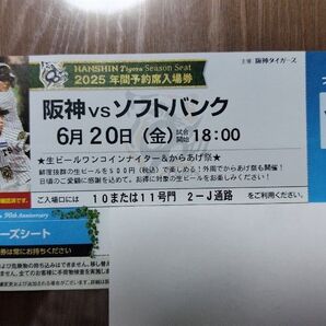 阪神VSソフトバンク ブリーズシート 6/20(金) 1枚 雨天保証なしです