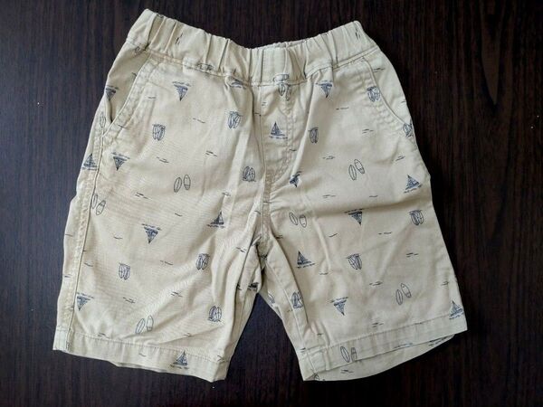 【子供服】キッズ ハーフパンツ ベージュ ヨット柄 110サイズ