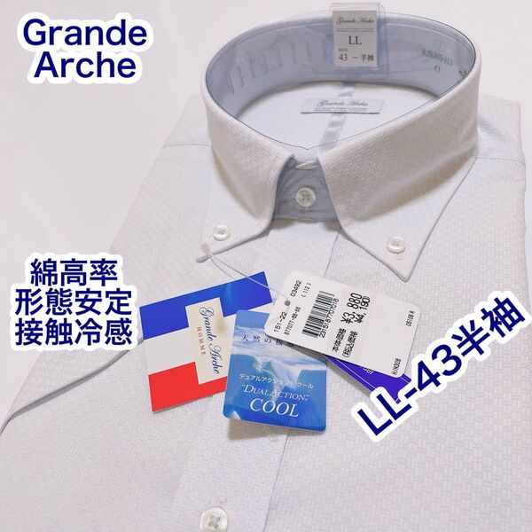 Grande Arche 形態安定 ボタンダウン 半袖ワイシャツ LL-43