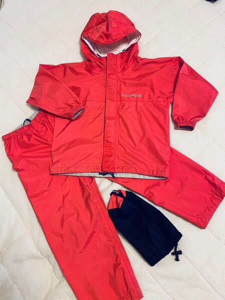 美品★ mont-bellレインウェア クレッパー Kid's 110 モンベル キッズ 雨具 上下セット