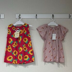 2着 新品 タグ付き Tシャツ シャツ トップス カットソー 上衣 上着 半袖 半そで 120 girl's ガールズ