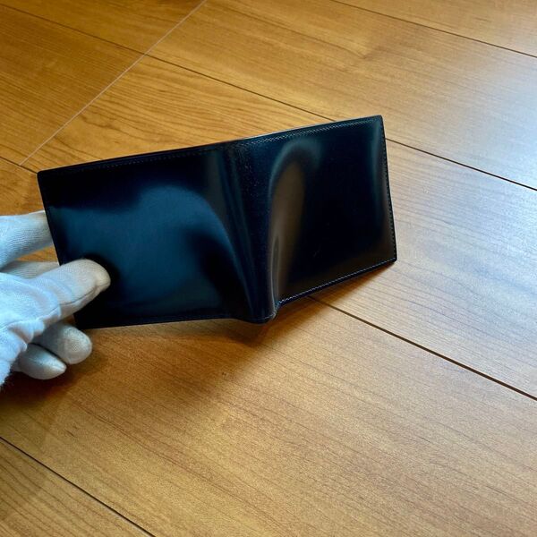 定価66,000円 GANZO コードバンRC 小銭入れ付き二つ折り財布 ブラック 薄型コンパクト ガンゾ