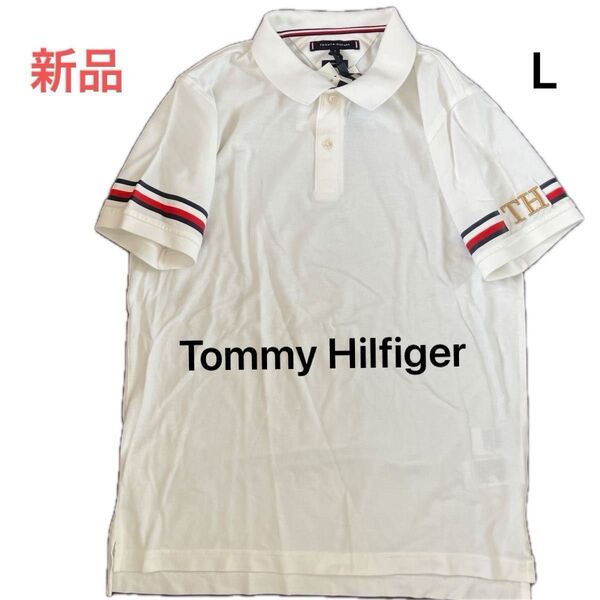 新品 Tommy Hilfiger トミーヒルフィガーポロシャツ 半袖ポロシャツ 未使用 タグ付き ホワイト メンズ Lサイズ