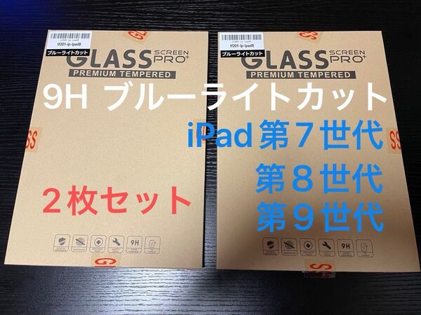 【新品未使用】2枚セット 10.2インチ iPad 7 8 9用 強化ガラスフィルム ブルーライトカット