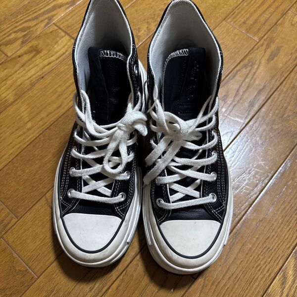 希少レザーコンバース オールスター ハイカット 韓国255mm CONVERSE オールスター