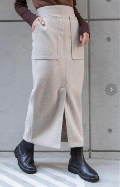 sense of place ジャージーメルトンアウトポケットスカートベージュ M