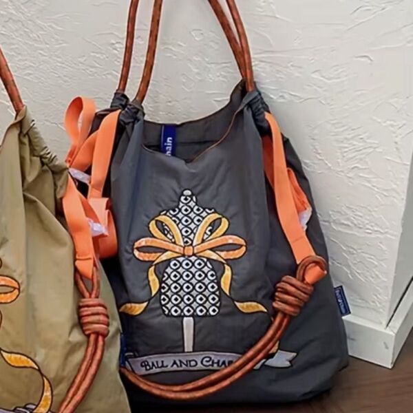 刺繍トートバッグ、エコバッグ、ショルダーストラップ付き