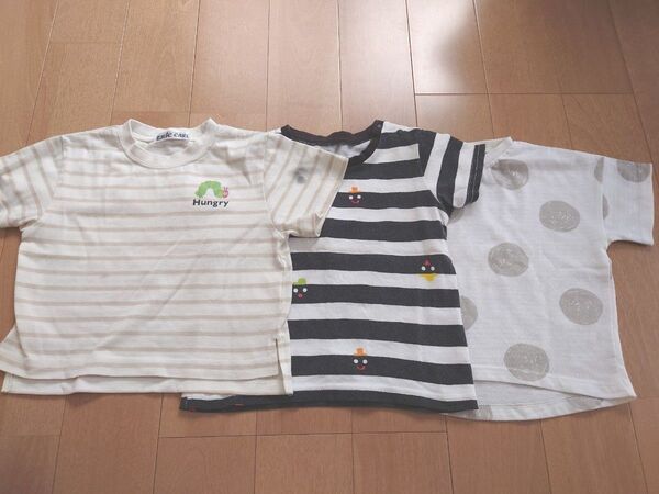 半袖 Tシャツ 90 はらぺこあおむし しましまぐるぐる ドット 3枚セット