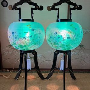 盆提灯 一対 2個セット 回転灯 花柄 組立て式 お盆 仏具 電気コード式