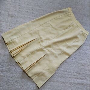 夏物 黄色 裾プリーツスカート レトロ 古着
