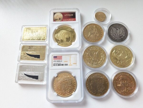 金貨銀貨、GOLDバーなどのレプリカまとめ売り12セット