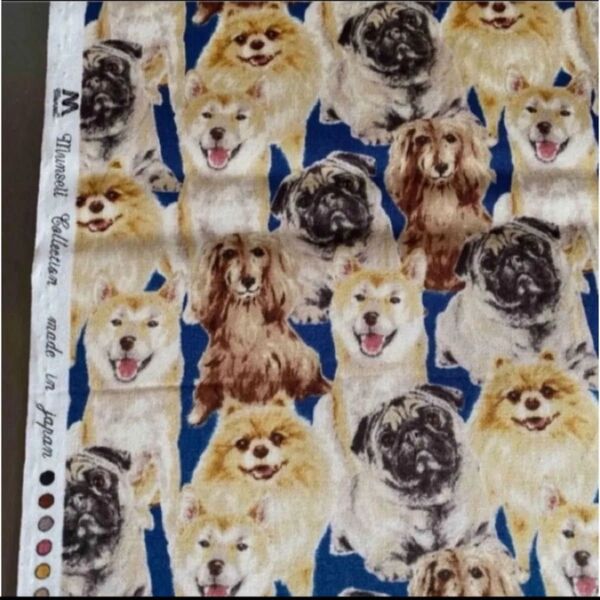 オックス生地 生地幅×50cm 犬 青色 柴犬 ダックス