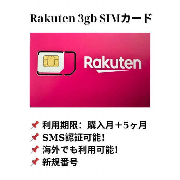(10枚セット)楽天プリペイドsimカード 月3GB高速データSMS受信可 データSIM SMS認証