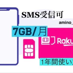 楽天プリペイドsimカード 月7GB高速データ通信専用 SMS受信可 データSIM SMS認証