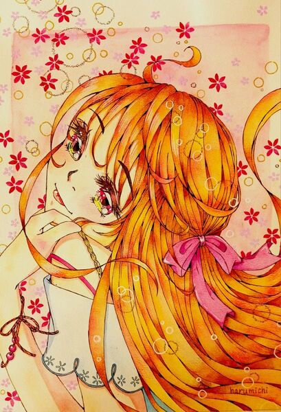 手描きイラスト オリジナル 原画 女の子