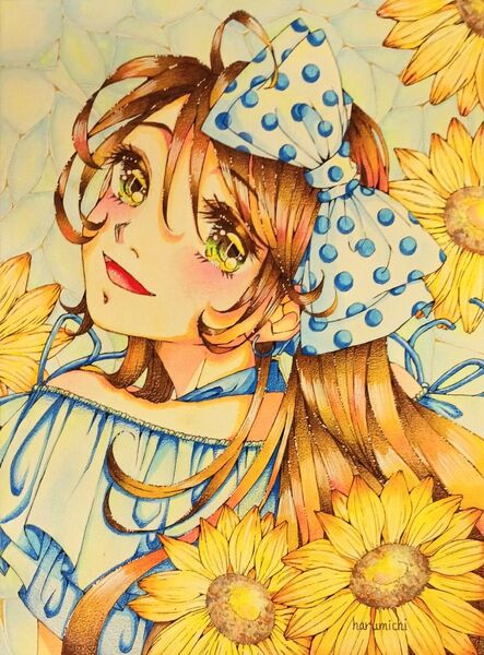 手描きイラスト 原画 女の子