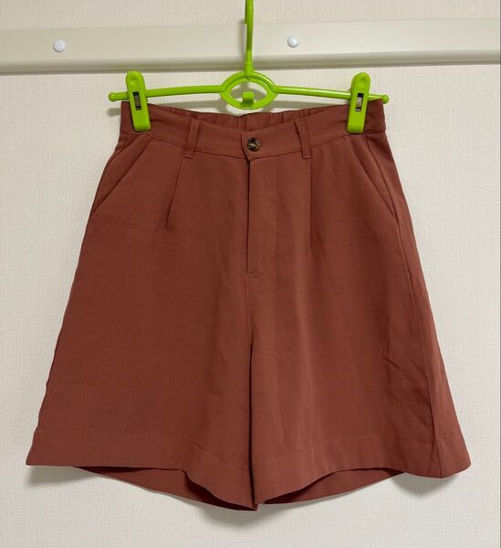 moca コットンリネンハーフパンツ ショートパンツ テラコッタ ショートパンツ 古着