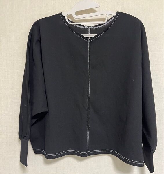 RELACHE 長袖 ロングtシャツ ドルマンスリーブ ライン Mサイズ ブラック プルオーバー