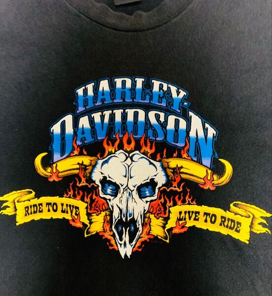 ハーレー Tシャツ ハーレーダビッドソン vintage フレイム 90s fire flame Harley Davidson