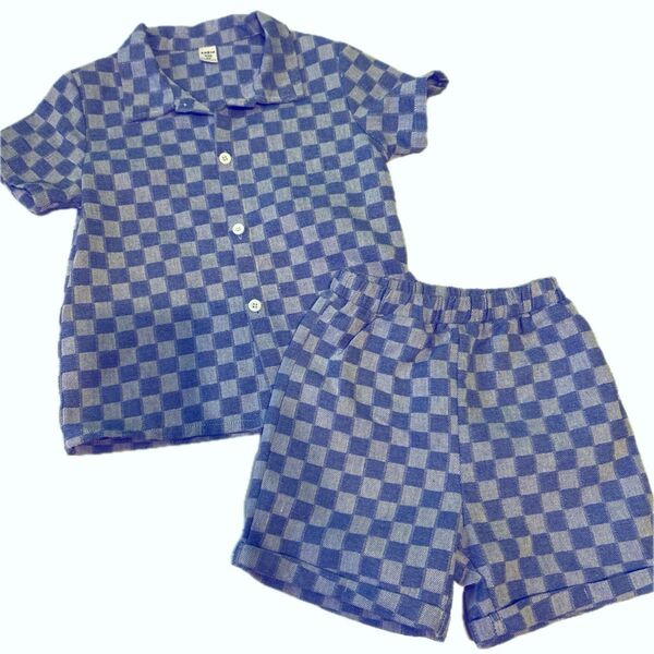 キッズ セットアップ デニム 上下セット 短パン 半袖 ボタンシャツ SHEIN
