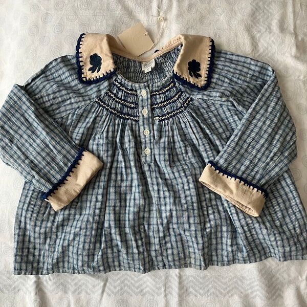apolina kids Hazel blouse Worker check 5-7y